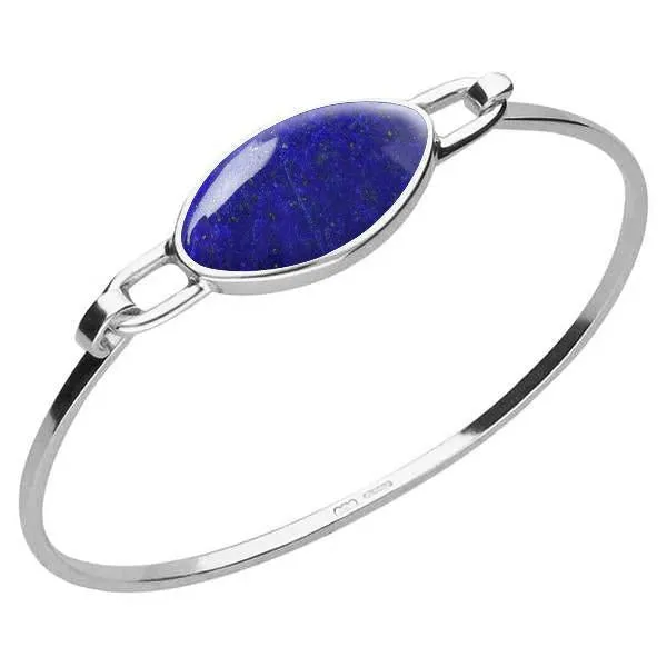 Sterling Silver Lapis Lazuli Oval Slim Bangle