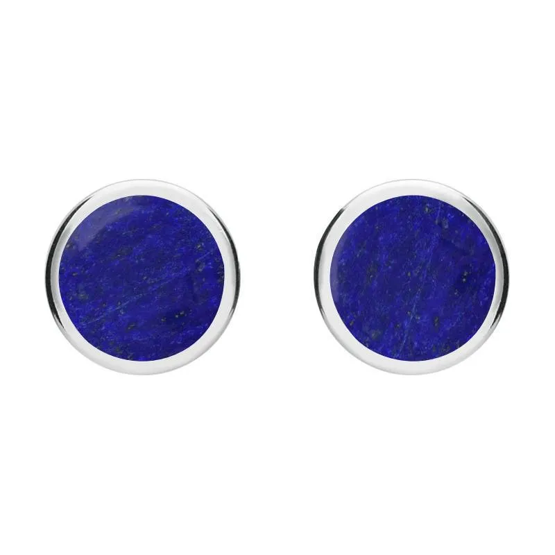 Sterling Silver Lapis Lazuli Round Stud Earrings