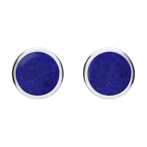 Sterling Silver Lapis Lazuli Round Stud Earrings