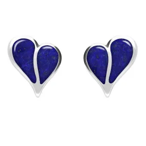 Sterling Silver Lapis Lazuli Split Heart Stud Earrings