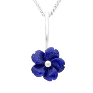 Sterling Silver Lapis Lazuli Tuberose 15mm Gypsophila Necklace