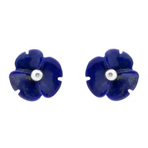 Sterling Silver Lapis Lazuli Tuberose 8mm Clover Stud Earrings