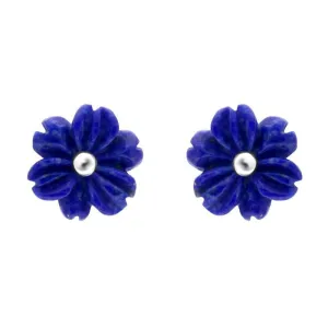 Sterling Silver Lapis Lazuli Tuberose 8mm Dahlia Stud Earrings