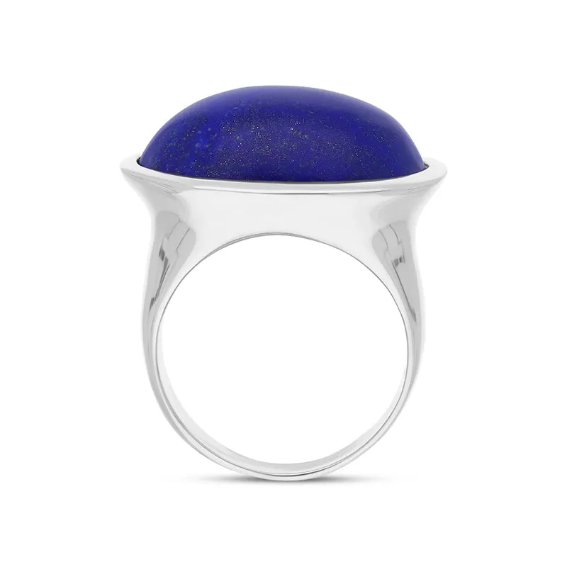 Sterling Silver Lapis Lazuli Wide Oval Chunky Ring D