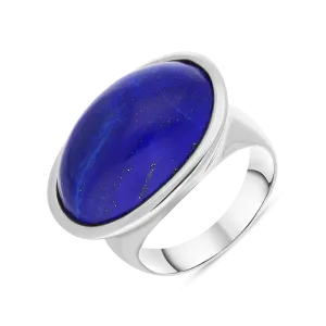 Sterling Silver Lapis Lazuli Wide Oval Chunky Ring D