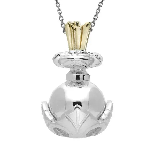 Sterling Silver Large Ball & Leaf Necklace