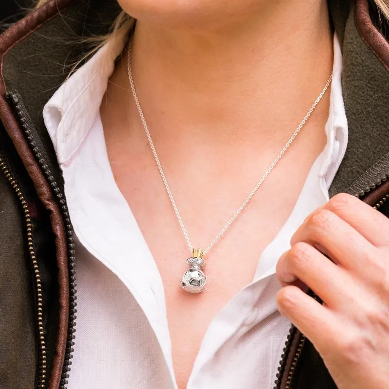 Sterling Silver Large Ball & Leaf Necklace