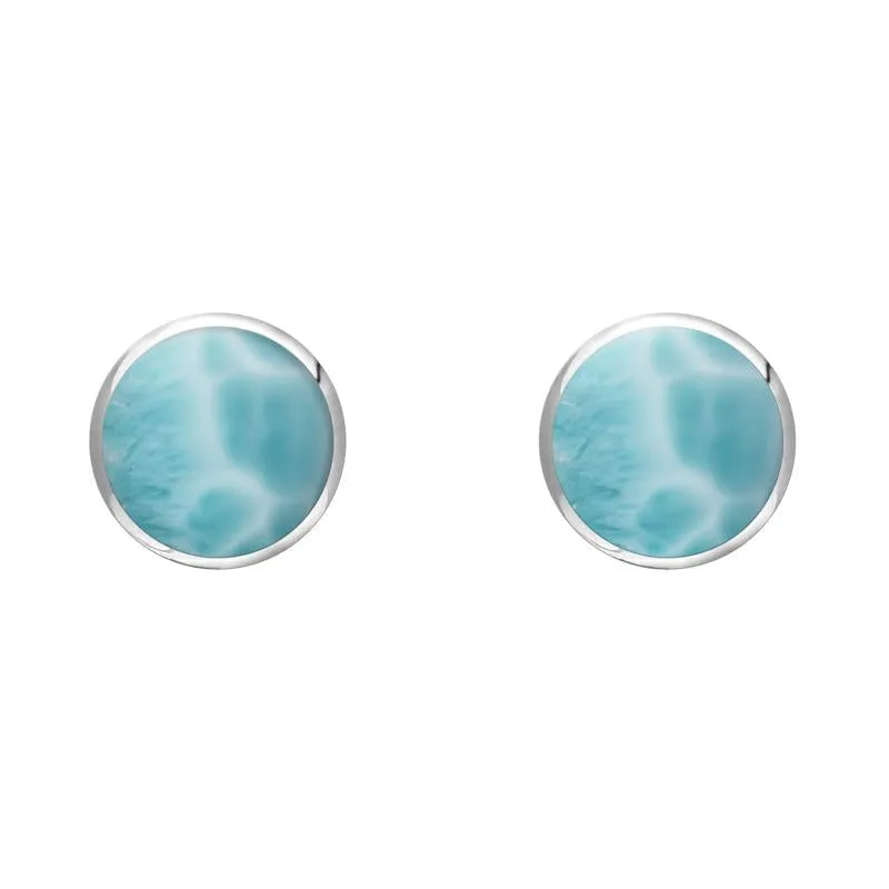 Sterling Silver Larimar 5mm Classic Small Round Stud Earrings