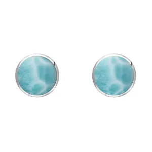 Sterling Silver Larimar 5mm Classic Small Round Stud Earrings