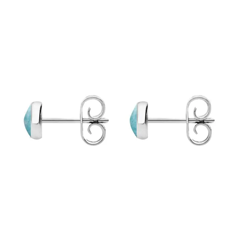 Sterling Silver Larimar 5mm Classic Small Round Stud Earrings