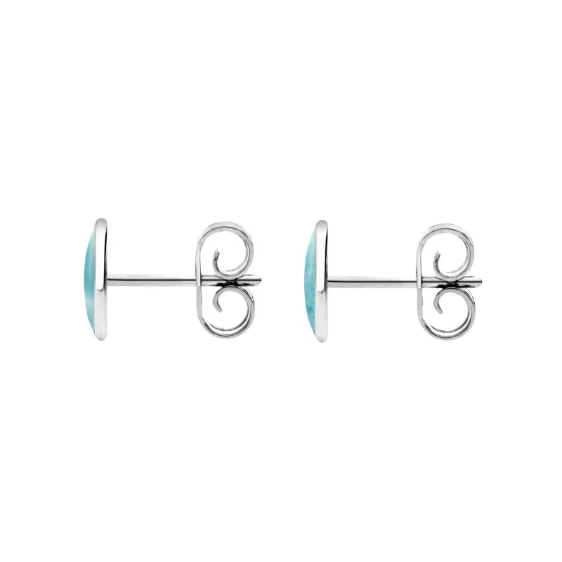 Sterling Silver Larimar 7 x 5mm Classic Small Oval Stud Earrings