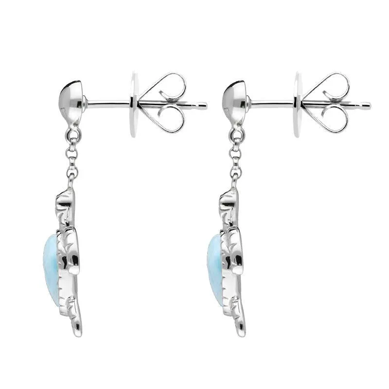 Sterling Silver Larimar Turtle Drop Earrings