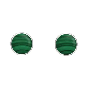 Sterling Silver Malachite 4mm Classic Small Round Stud Earrings