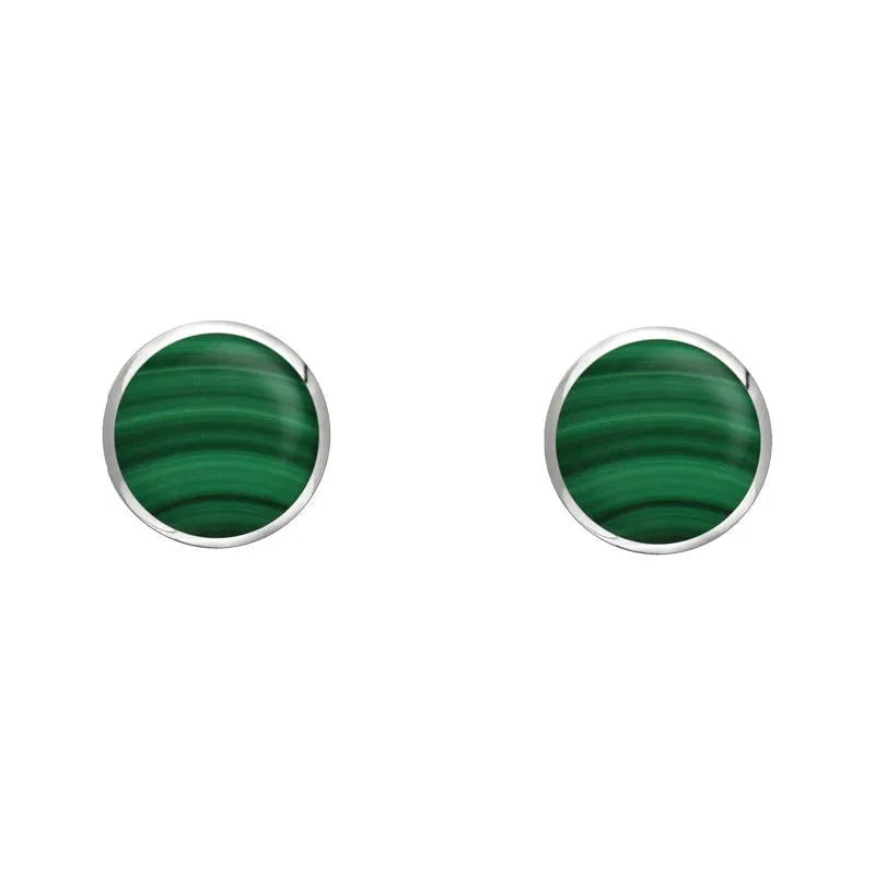 Sterling Silver Malachite 4mm Classic Small Round Stud Earrings