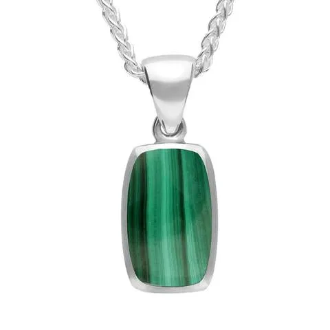 Sterling Silver Malachite Dinky Barrel Necklace