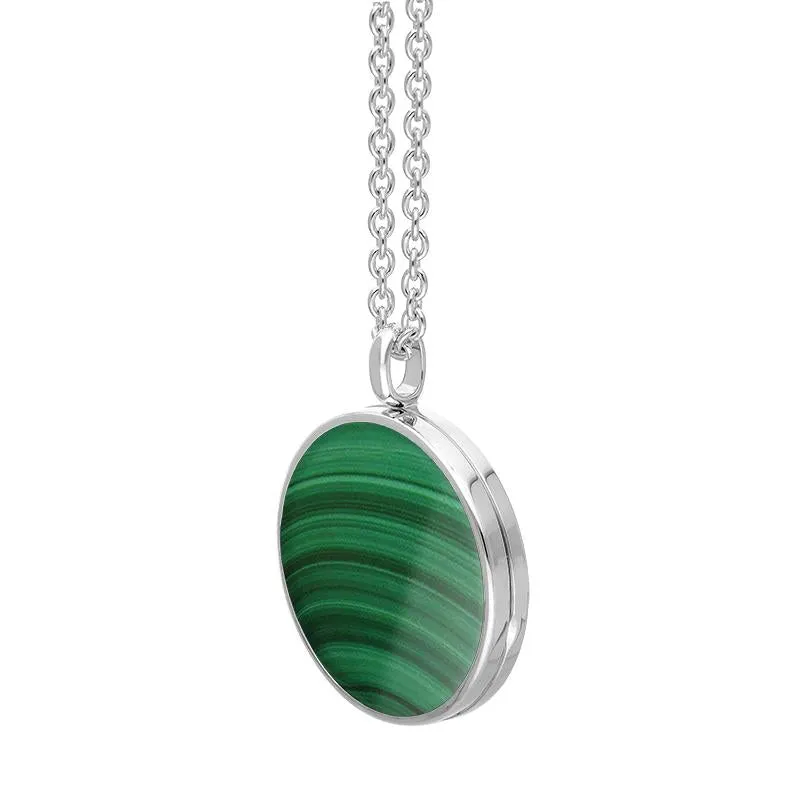 Sterling Silver Malachite Large Round Locket