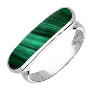 Sterling Silver Malachite Lineaire Petite Oval Ring