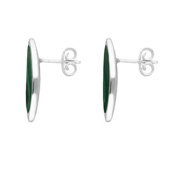 Sterling Silver Malachite Toscana Long Marquise Stud Earrings