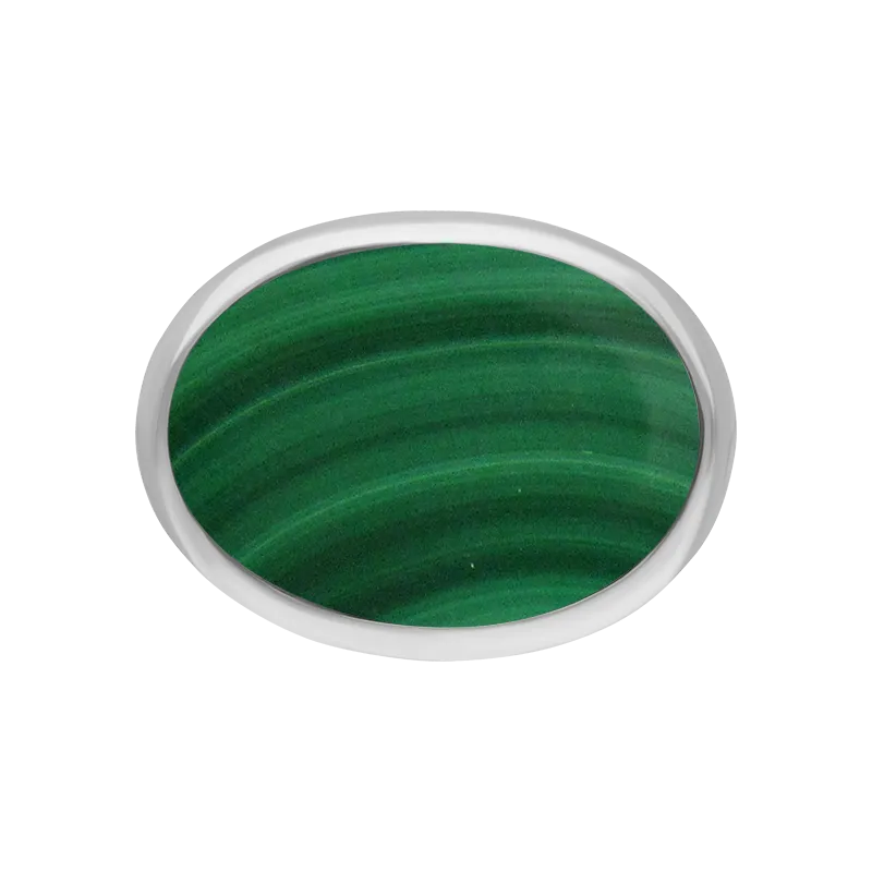 Sterling Silver Malachite Wide Oval Flow Ring D