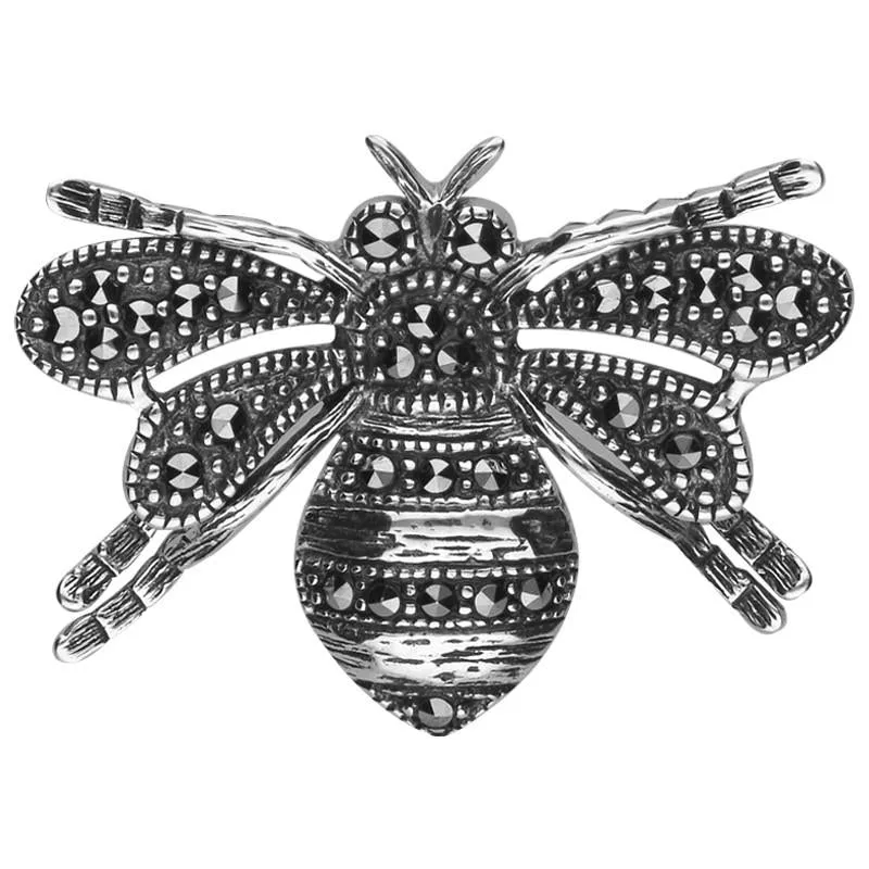 Sterling Silver Marcasite Style & Fashion Bee Brooch