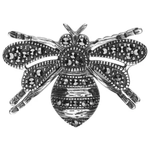 Sterling Silver Marcasite Style & Fashion Bee Brooch