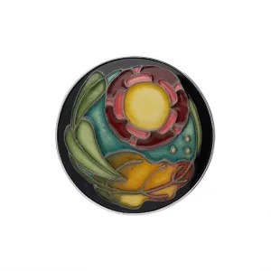 Sterling Silver Moorcroft Green Is The Garden Round Brooch D