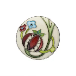 Sterling Silver Moorcroft Pomegranate Round Brooch D