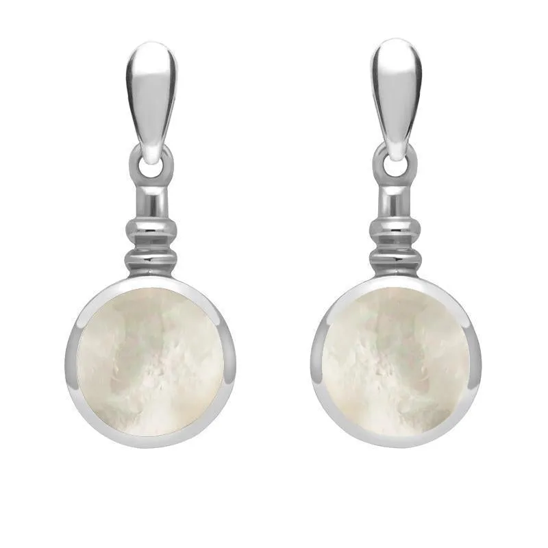 Sterling Silver Mother of Pearl Bottle Top Drop Earrings