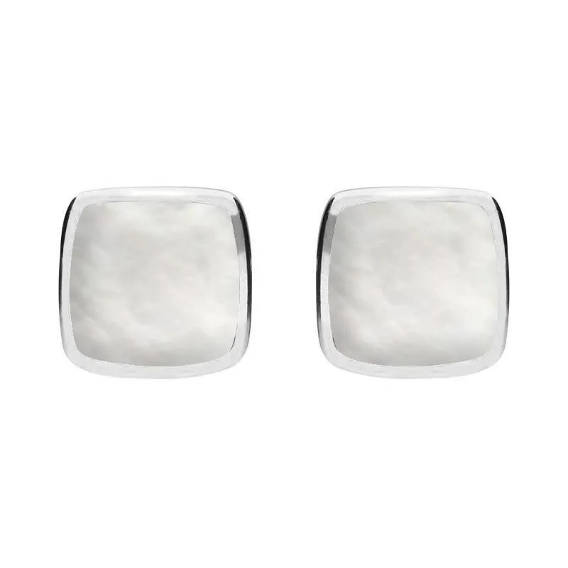 Sterling Silver Mother of Pearl Cushion Stud Earrings