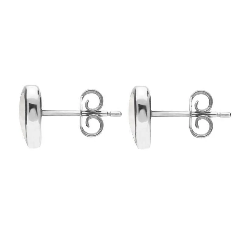 Sterling Silver Mother of Pearl Large Framed Heart Stud Earrings