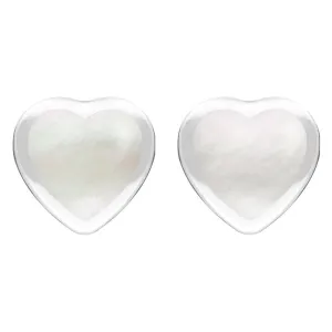 Sterling Silver Mother of Pearl Large Framed Heart Stud Earrings