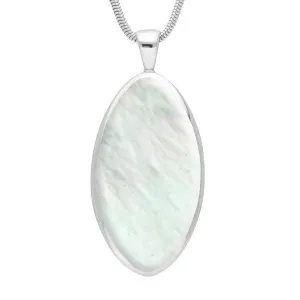 Sterling Silver Mother of Pearl Large Oval Necklace