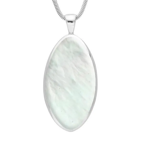 Sterling Silver Mother of Pearl Large Oval Necklace