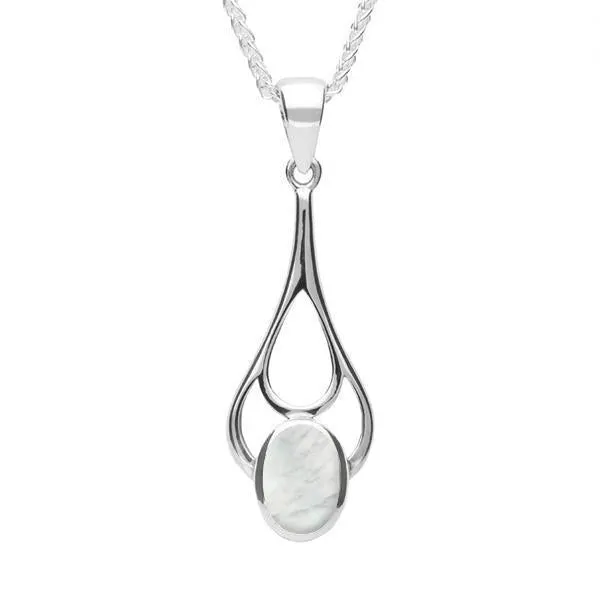 Sterling Silver Mother of Pearl Oval Spoon Necklace