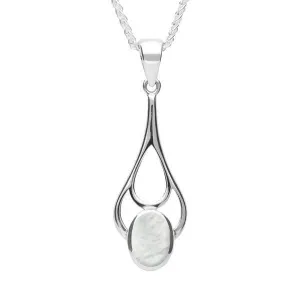 Sterling Silver Mother of Pearl Oval Spoon Necklace