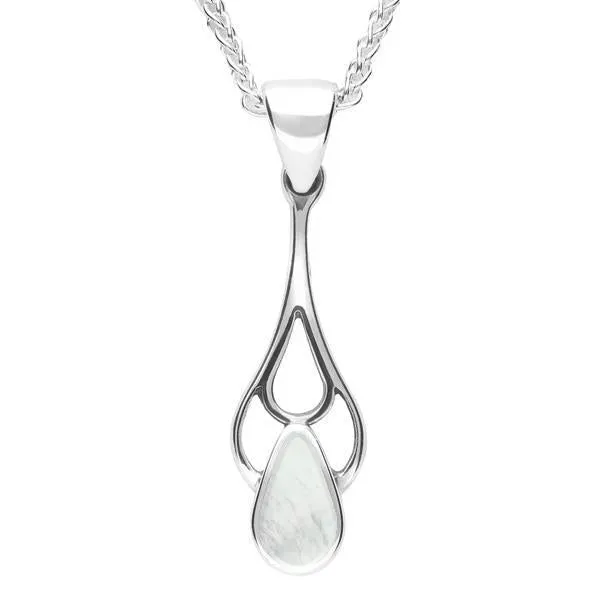 Sterling Silver Mother of Pearl Pear Spoon Necklace
