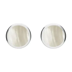 Sterling Silver Mother of Pearl Round Stud Earrings