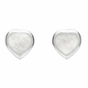 Sterling Silver Mother of Pearl Small Framed Heart Stud Earrings