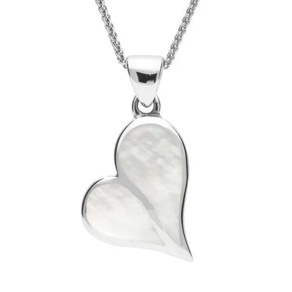 Sterling Silver Mother of Pearl Split Heart Necklace
