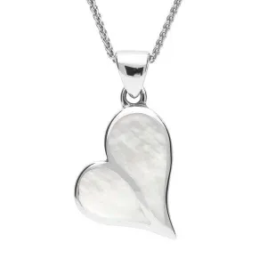 Sterling Silver Mother of Pearl Split Heart Necklace