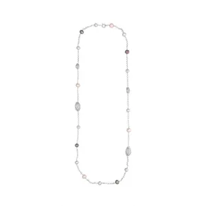 Sterling Silver Multi-coloured Pearl Beaded Necklace D