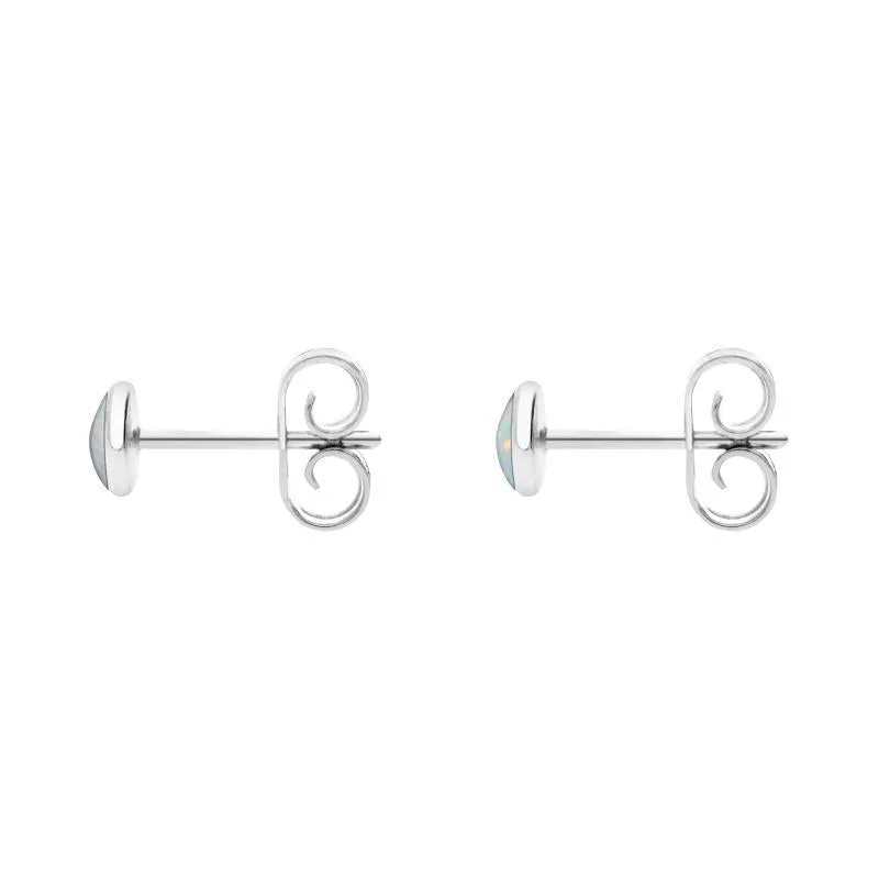 Sterling Silver Opal 4mm Classic Small Round Stud Earrings