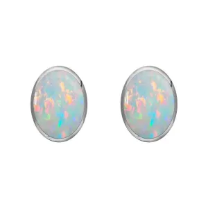 Sterling Silver Opal 7 x 5mm Classic Small Oval Stud Earrings