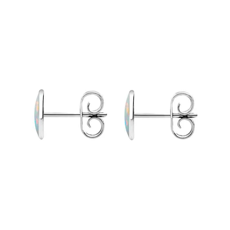 Sterling Silver Opal 7 x 5mm Classic Small Oval Stud Earrings