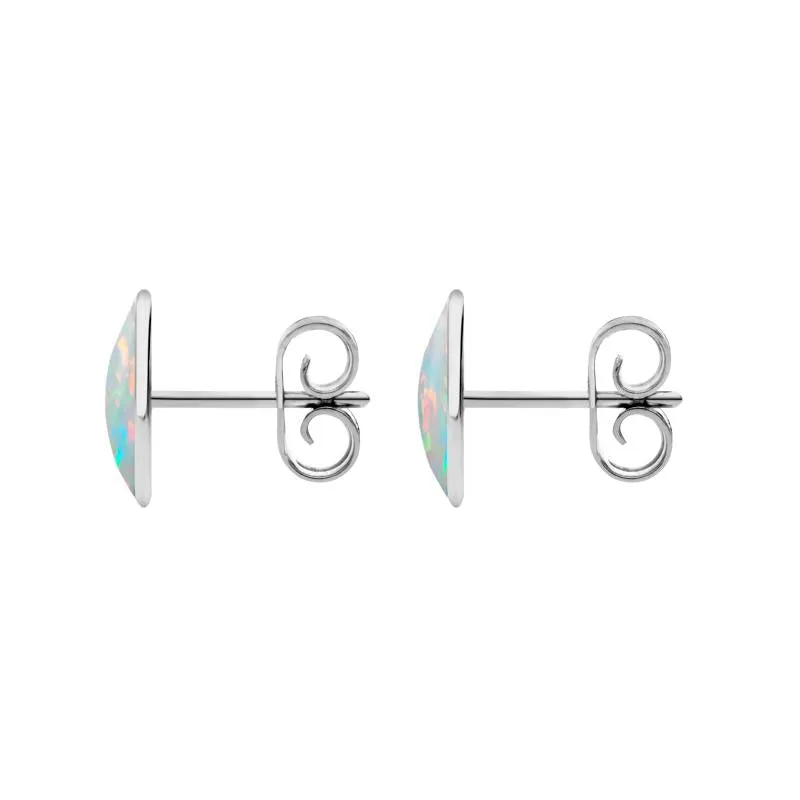 Sterling Silver Opal 8 x 10mm Classic Large Oval Stud Earrings