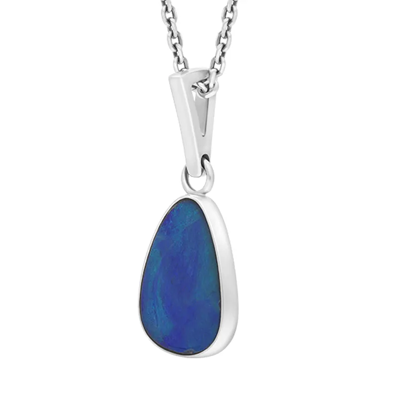 Sterling Silver Opal Doublet Abstract Necklace D