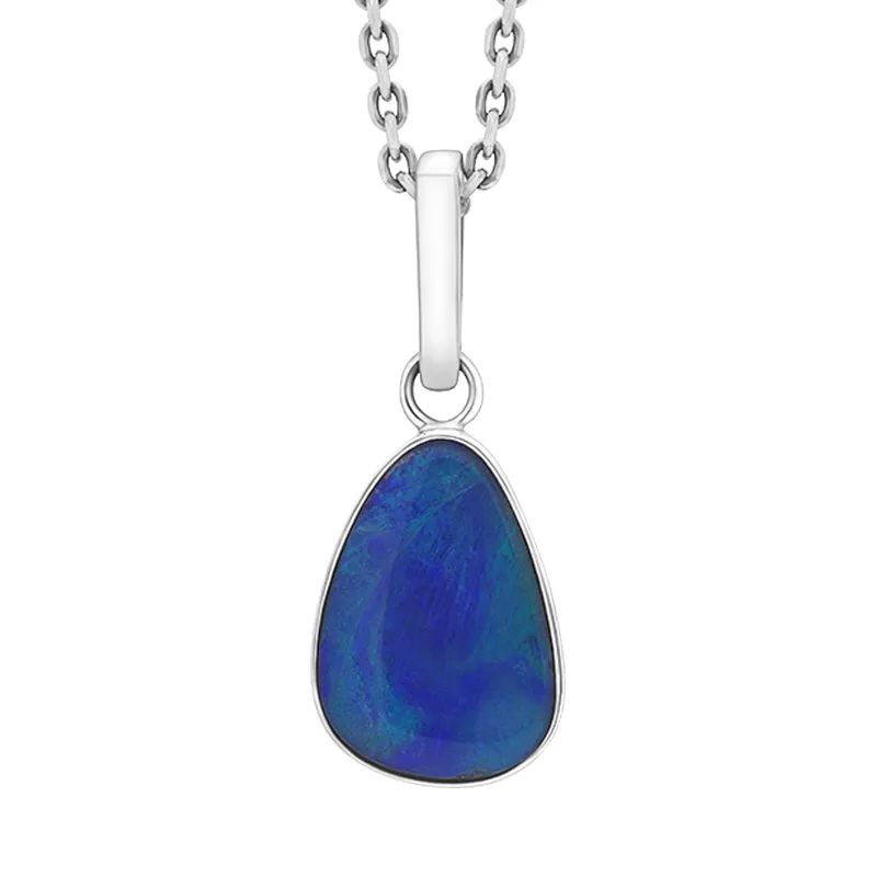 Sterling Silver Opal Doublet Abstract Necklace D