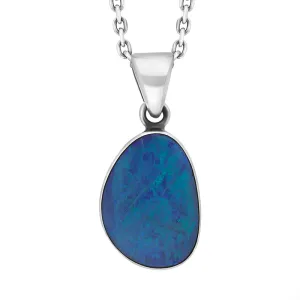 Sterling Silver Opal Doublet Abstract Necklace D