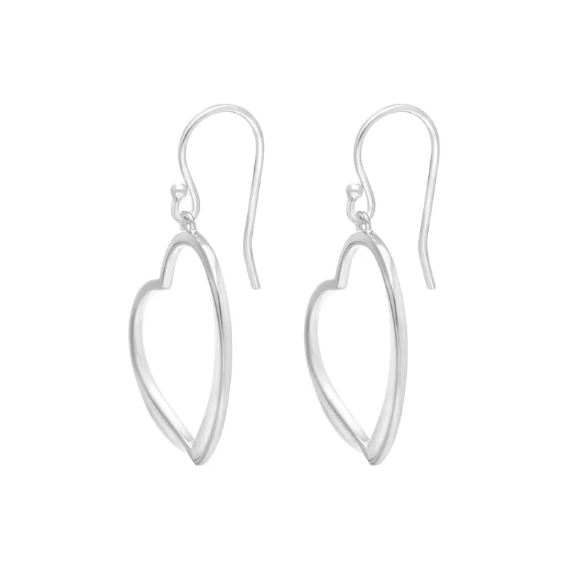 Sterling Silver Open Heart Drop Earrings D