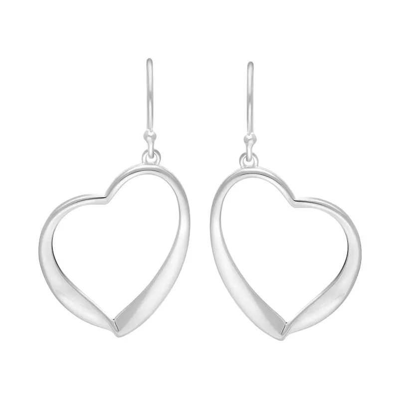 Sterling Silver Open Heart Drop Earrings D